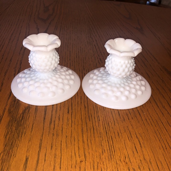 Dining Vintage Hobnail Milk Glass Candlestick Holders Poshmark